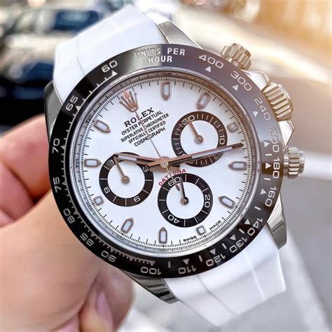 white daytona rolex white rubber b|Rolex daytona white face.